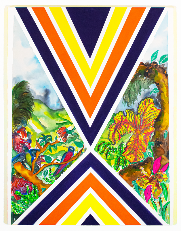 Tropical Geometries (Ruana Interruption, Purple and Gold)
