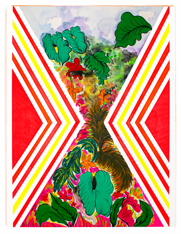 Tropical Geometries (Ruana Interruption, Orange and Gold)