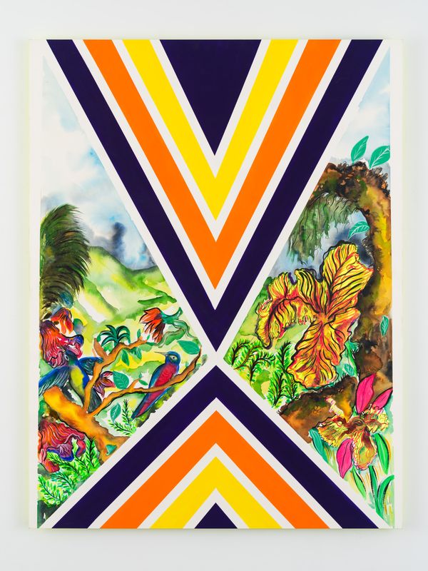 Tropical Geometries (Ruana Interruption, Purple and Gold)