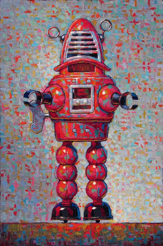 Tin Toy Robot Red