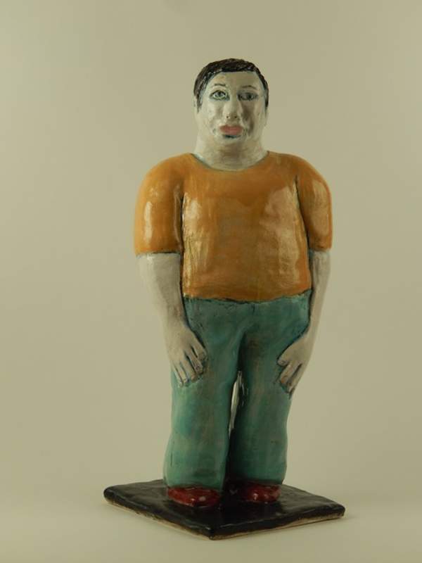 Figure with Turquoise Pants