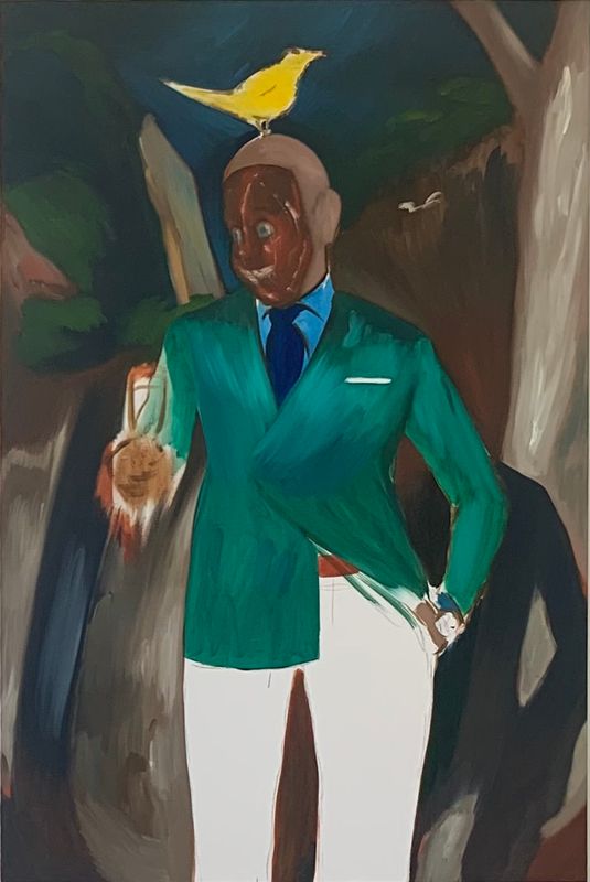 Untitled ( suited figure in landscape )